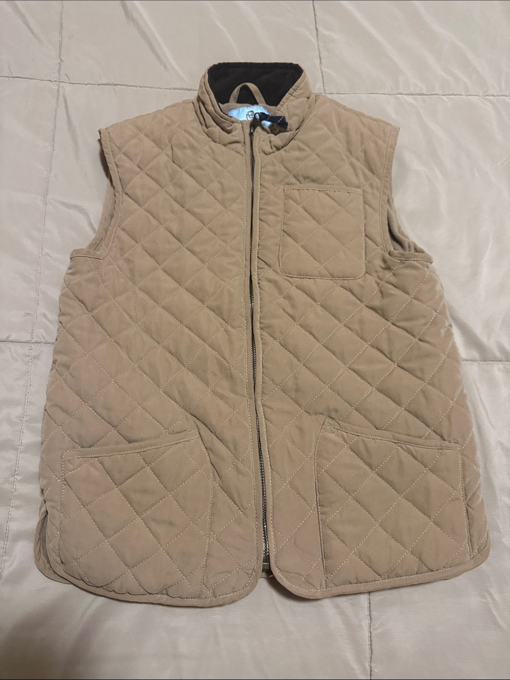 Boys Class Club 10/12 Quilted Sleeveless Vest - Tan